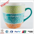 Großhandel Embossing Keramik Tazas Becher mit 3 Farbdekoration / konischen Cup Hersteller Made in China / Food Grade Kinder Cup